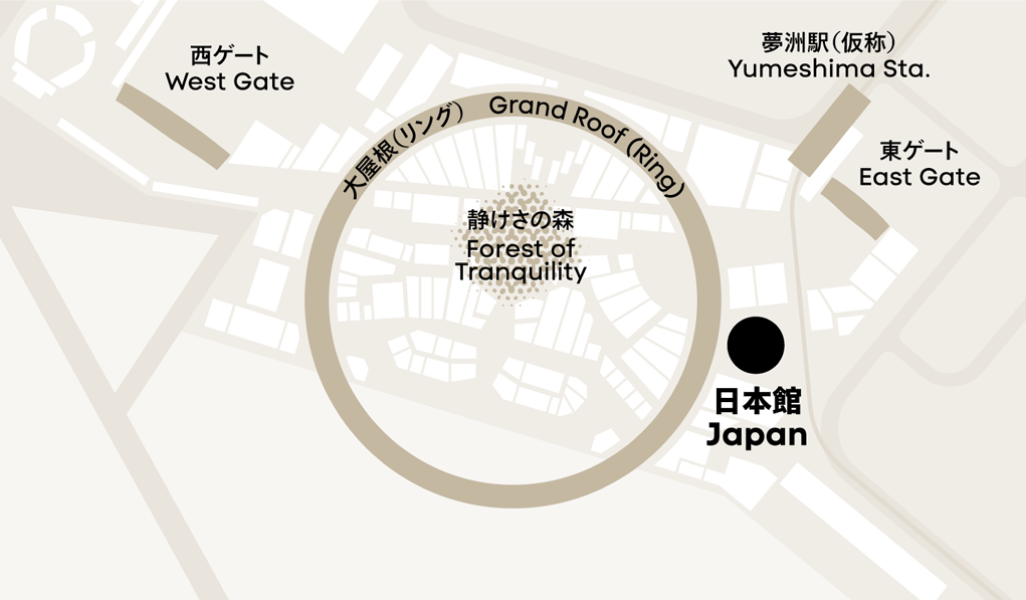 大阪・関西万博会場における日本館の配置図